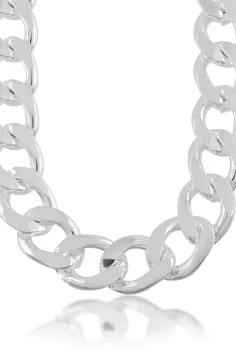 Brass silver plated thick and heavy chain necklace for men