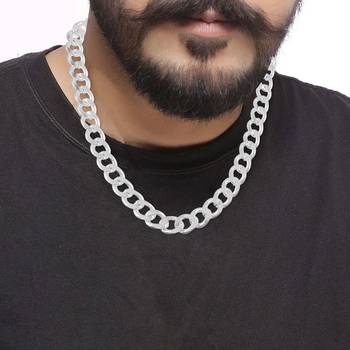Brass silver plated thick and heavy chain necklace for men 4