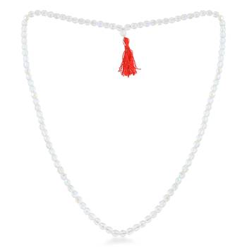 dzine trendz crystal bead mala necklace white metallic finish 3