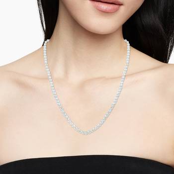 dzine trendz crystal bead mala necklace white metallic finish 4