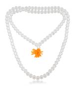 dzine trendz crystal bead rosary mala white
