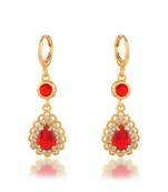 Brass gold imitation ruby dangler fashion earrings