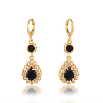 Brass gold imitation emerald fashion earrings 1
