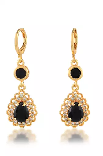 Brass gold imitation emerald fashion earrings