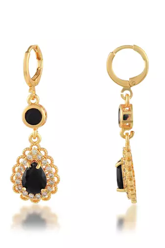 Brass gold imitation emerald fashion earrings