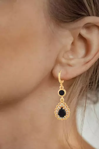 Brass gold imitation emerald fashion earrings