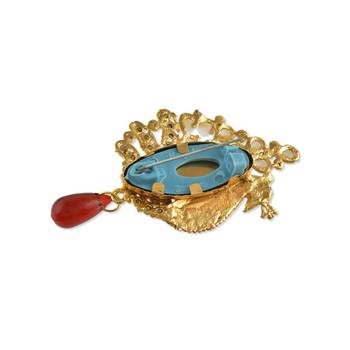 Brass gold pearls meenakari peacock shape saree dupatta pin women clothing accessory 2