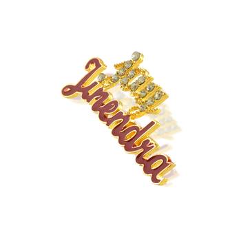 Brass gold red meena imitation diamond jain jai jinendra sareepin brooch 2