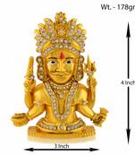 Brass gold plated cz nakoda bhairav jain idol stand figurine murti