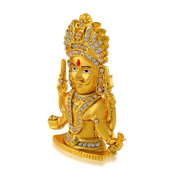 Brass gold plated cz nakoda bhairav jain idol stand figurine murti 2