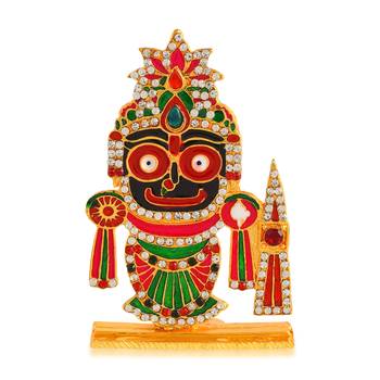 Brass gold meenakari cz jagannath idol stand murti figurine home d  cor 1