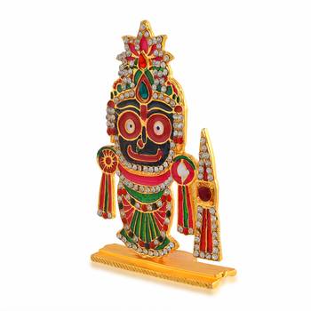 Brass gold meenakari cz jagannath idol stand murti figurine home d  cor 2