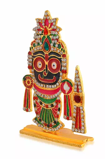 Brass gold meenakari cz jagannath idol stand murti figurine home d  cor