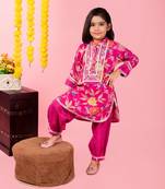 pink round neck kurti with afghani pant