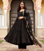 Black gota work lurex anarkali suit set