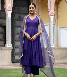 Violet gota work lurex anarkali suit set