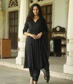 Black dobby cotton suit set