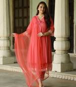 Coral gathered dobby suit set