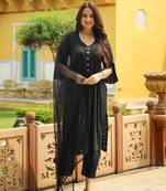 Black pintuck work dobby suit set