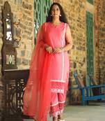 Coral gathered dobby suit set