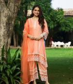 Peach dobby cotton asymmetric suit set