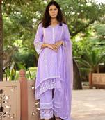 Lilac dobby cotton asymmetric suit set