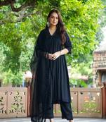 Black lace dobby cotton suit set