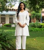 White lace dobby cotton co-ord set