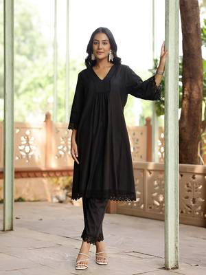 Black dobby cotton co-ord set 1