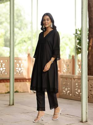 Black dobby cotton co-ord set 3