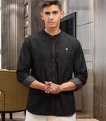 Men's mandarin collar denim casual shirt | shirt for men