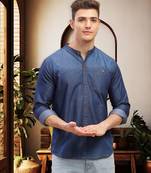 Men's mandarin collar denim casual shirt | shirt for men