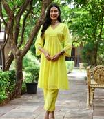 Yellow dobby cotton co-ord set