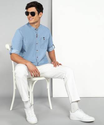 Men's mandarin collar Denim casual shirt | Shirt For Men 3