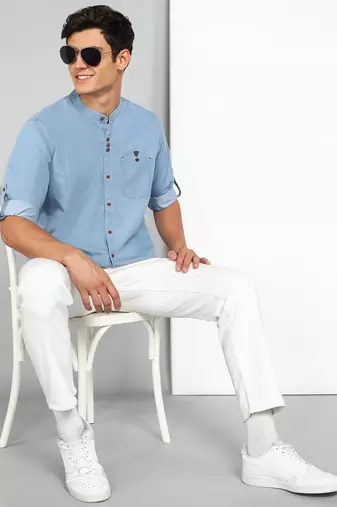 Men's mandarin collar Denim casual shirt | Shirt For Men