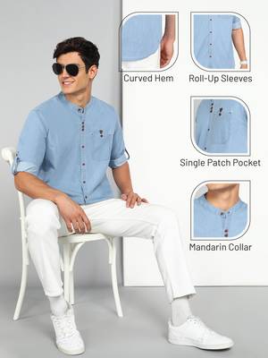 Men's mandarin collar Denim casual shirt | Shirt For Men 5