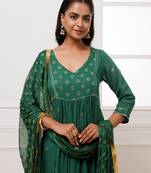 Green rogan print suit  set