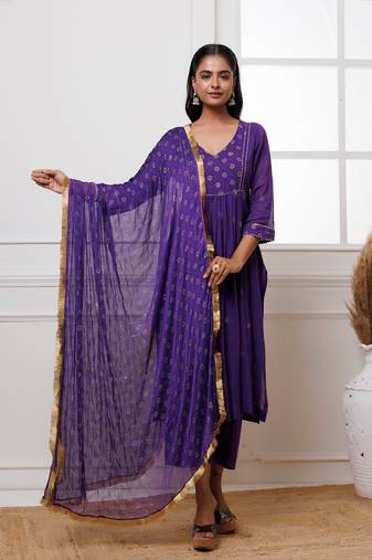 Violet rogan print suit  set