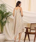 Yellow handblock printed baisa cotton dress