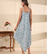 Aqua handblock printed cotton dress