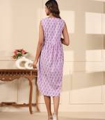 Lavender handblock printed cotton dress