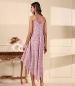 Pink handblock printed cotton dress