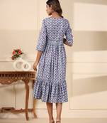 Grey handblock printed cotton dress