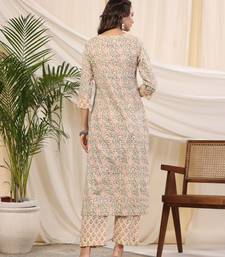 Sadabahaar yellow & grey jaal handblock printed cotton kurta pant set