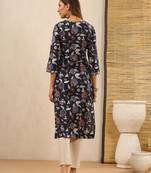 Jolly black block print kurti with gota lace