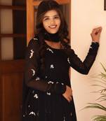 Black georgette embroidery anarkali suit set