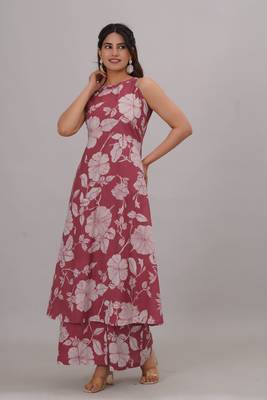 pure cotton halter neck sleeveless kurta with plazzo set 4