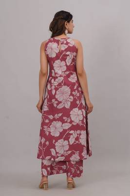 pure cotton halter neck sleeveless kurta with plazzo set 5