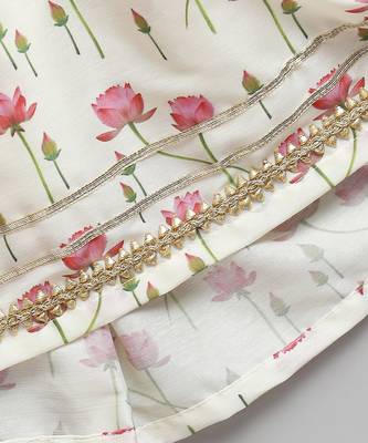 Offwhite pink lotus print angrakha dhoti set 2