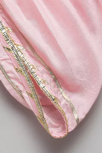 Offwhite pink lotus print angrakha dhoti set